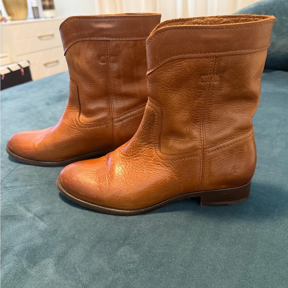 Frye Tan Leather Ankle Booties